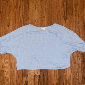 Caution To The Wind Blue Waffle Like Crop Top Short Sleeve Women’s Size Small